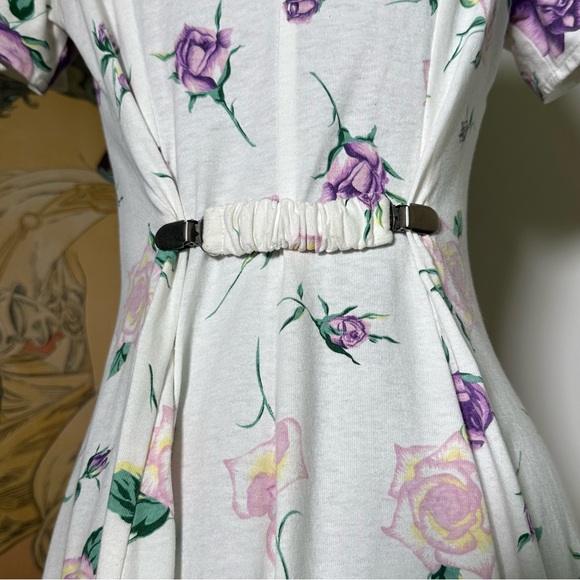 Vintage Illusions Floral Maxi Dress Sweetheart Neckline Button Front Fit Flare - Picture 5 of 13